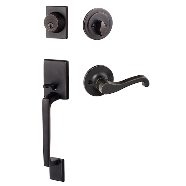 Sure-Loc Hardware Sure-Loc Hardware Coronado Handleset with Round Thumb Turn, Sage Lever Handleset Trim, Vintage Bronze, Right Hand CN507-R-SG RH 11P - main